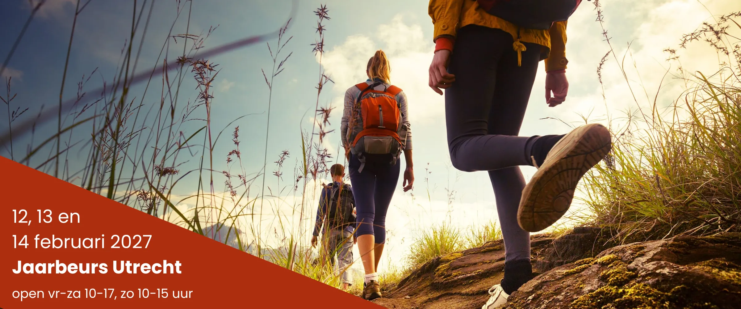 header Fiets en Wandelbeurs Utrecht: wandelaars op pad